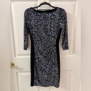 Ralph Lauren Women's 3/4 Sleeve Blue Print Dress Size 2 Petite